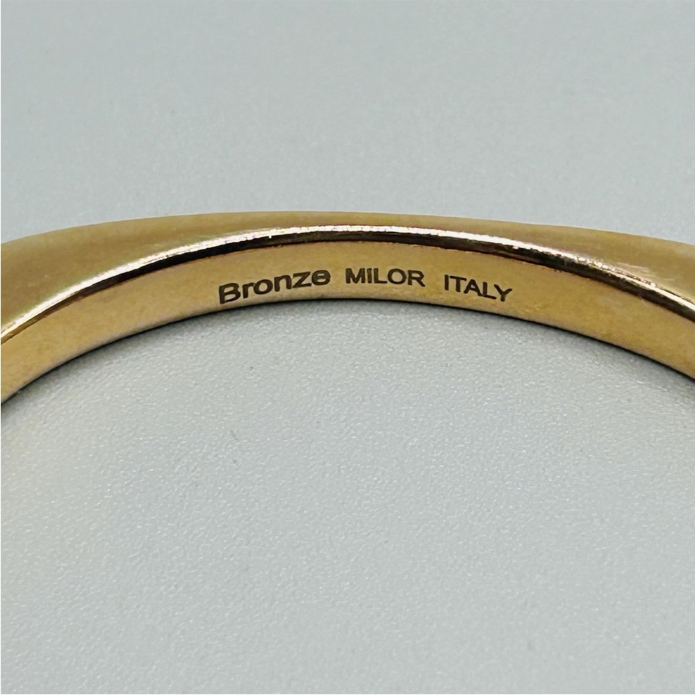 Pair of Square-ish Bronze MILOR Bangles from Italy: 1 Hollow, 1 Solid PeachyRose - Picture 9 of 16